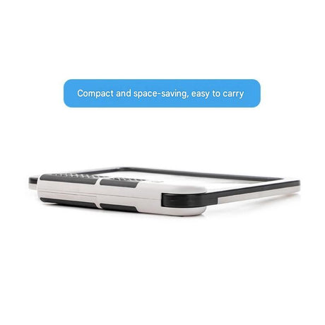 Black White Foldable LED Magnifying Glass with Light - 5X Large Rectangular Lens, 48 LED Adjustable Brightness, Non-Slip Rubber Handle, Portable Reading Aid for Seniors, Books, Maps & Hobbies