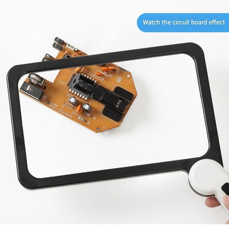 Black White Foldable LED Magnifying Glass with Light - 5X Large Rectangular Lens, 48 LED Adjustable Brightness, Non-Slip Rubber Handle, Portable Reading Aid for Seniors, Books, Maps & Hobbies