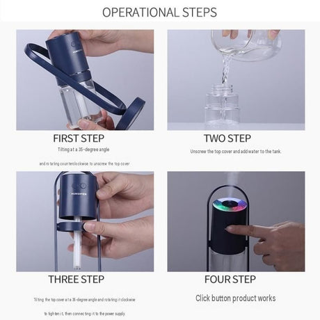 Dark blue 360 Rotating USB Humidifier with Star Projector - 200ml Portable Cool Mist Maker,  Quiet Desktop Air Diffuser for Bedroom and Office