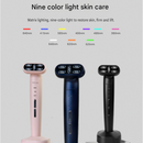 Blue EMS Eye Massager with Heat and Light Therapy - 360 Rotating Head, Multi-Color LED, Vibration Facial Device, USB Rechargeable Skincare Tool for Dark Circles and Puffy Eyes
