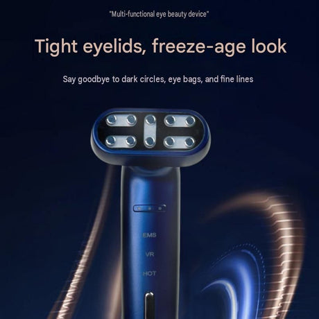 Pink EMS Eye Massager with Heat and Light Therapy - 360 Rotating Head, Multi-Color LED, Vibration Facial Device, USB Rechargeable Skincare Tool for Dark Circles and Puffy Eyes
