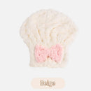 3 Pack Beige Coral Fleece Hair Drying Towel - Cloud Velvet Absorbent Hair Wrap with Bow, Quick Dry Shower Cap for Women and Girls, Soft Thickened Bath Accessory 26x28cm