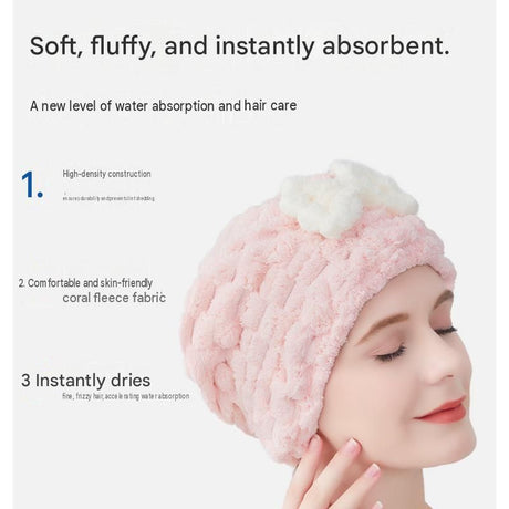 3 Pack Beige Coral Fleece Hair Drying Towel - Cloud Velvet Absorbent Hair Wrap with Bow, Quick Dry Shower Cap for Women and Girls, Soft Thickened Bath Accessory 26x28cm