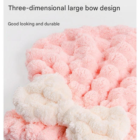 3 Pack Beige Coral Fleece Hair Drying Towel - Cloud Velvet Absorbent Hair Wrap with Bow, Quick Dry Shower Cap for Women and Girls, Soft Thickened Bath Accessory 26x28cm