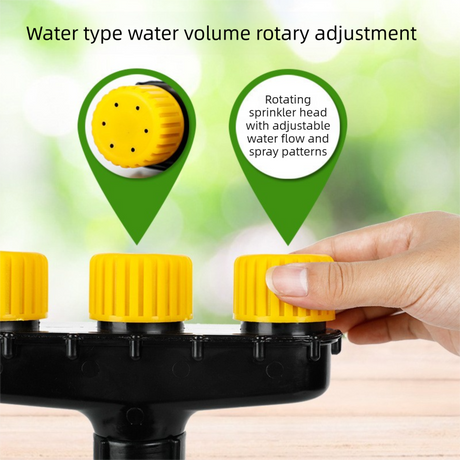 3-Head Adjustable Garden Spray Nozzle - Wide-Area Watering and Mist Sprayer with Stepped Hose Connector for Gardens, Lawns, Orchards and Irrigation