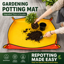 Yellow Waterproof Garden Repotting Mat - 100 x 150 cm Foldable Potting and Transplanting Work Mat with Snap Corners for Indoor Plants, Soil Mixing and Easy Clean-Up
