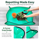 Green Waterproof Garden Repotting Mat - 100 x 100 cm Foldable Potting and Transplanting Work Mat with Snap Corners for Indoor Plants, Soil Mixing and Easy Clean-Up