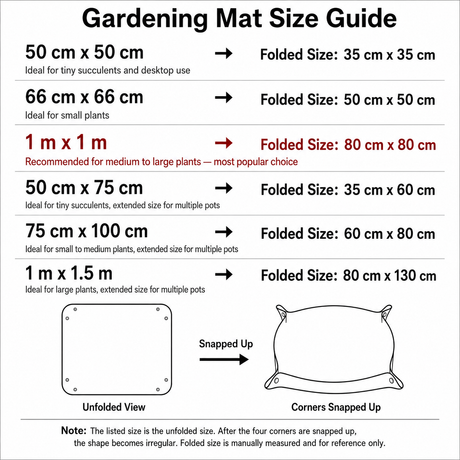Green Waterproof Garden Repotting Mat - 100 x 150 cm Foldable Potting and Transplanting Work Mat with Snap Corners for Indoor Plants, Soil Mixing and Easy Clean-Up