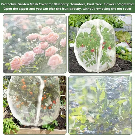 Fruit Tree Netting Cover with Zipper (80x120cm)- Plastic Mesh Bird and Insect Protection for Citrus, Blueberries, Vegetables, Garden Harvest Saver