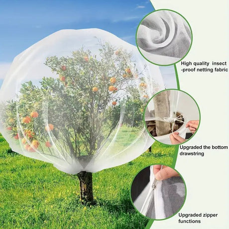 Fruit Tree Netting Cover with Zipper (300x300cm)- Plastic Mesh Bird and Insect Protection for Citrus, Blueberries, Vegetables, Garden Harvest Saver