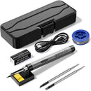 Grey Portable Cordless Soldering Iron Kit with 3 Soldering Tips 5V 8W - 3 Temperature Settings, Fast Heating Mini Tool for Circuit Board Repair, Electronics Soldering, Wiring and DIY Use