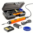 Orange Portable Cordless Soldering Iron Kit 5V 8W USB Rechargeable - 3 Temperature Settings, Fast Heating Mini Soldering Tool for Circuit Boards, Electronics Repair, Wiring and DIY Projects