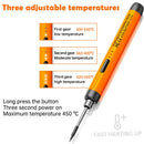 Orange Portable Cordless Soldering Iron Kit 5V 8W USB Rechargeable - 3 Temperature Settings, Fast Heating Mini Soldering Tool for Circuit Boards, Electronics Repair, Wiring and DIY Projects