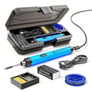 Blue Portable Cordless Soldering Iron Kit 5V 8W USB Rechargeable - 3 Temperature Settings, Fast Heating Mini Soldering Tool for Circuit Boards, Electronics Repair, Wiring and DIY Projects