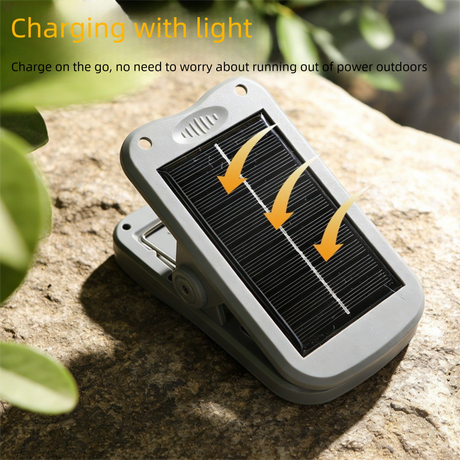 Solar Camping Lantern with Clip Beige- 2000mAh USB and Solar Rechargeable, Waterproof Portable Tent Light with Digital Display for Outdoor Hiking Emergency