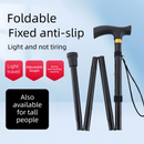 Folding Hiking Stick Black - Adjustable Aluminum Telescopic Walking Cane, 5-Height Settings 82-95cm, Lightweight Portable Trekking Pole for Seniors and Outdoors
