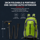 Folding Hiking Stick Silver - Adjustable Aluminum Telescopic Walking Cane, 5-Height Settings 82-95cm, Lightweight Portable Trekking Pole for Seniors and Outdoors