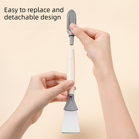 2-Pack Orange Dual Head Kitchen Cleaning Brush Set - Stainless Steel Scraper and Copper Wire Brush - Heavy Duty Grease Removal, Detachable Handle, Multi Surface Use for Stovetops and Ovens