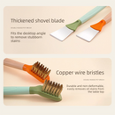 2-Pack Blue Dual Head Kitchen Cleaning Brush Set - Stainless Steel Scraper and Copper Wire Brush - Heavy Duty Grease Removal, Detachable Handle, Multi Surface Use for Stovetops and Ovens