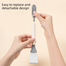 2-Pack White Dual Head Kitchen Cleaning Brush Set - Stainless Steel Scraper and Copper Wire Brush - Heavy Duty Grease Removal, Detachable Handle, Multi Surface Use for Stovetops and Ovens
