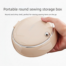 Beige Magnetic Sewing Kit - Portable Round Case with 20 Needles, 15 Thread Spools, Scissors, Thimble, Tape Measure for Home Dorm Travel Repairs