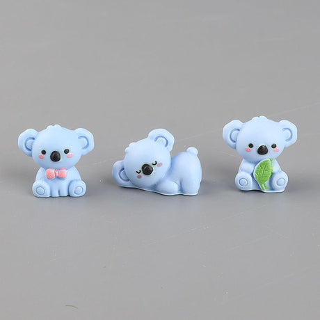 6-Pack Mini Koala Figurines - Cute 3D Resin Animal Ornaments, Assorted Designs for DIY Crafts, Desk, Car, Shelf and Small Decorative Displays