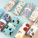 108-Slot Print Canvas Pencil Roll (Beige and khaki flowers)- Large Capacity Roll-Up Pencil Case with Individual Holders and Tie Closure for Coloured Pencils, Drawing and Sketching