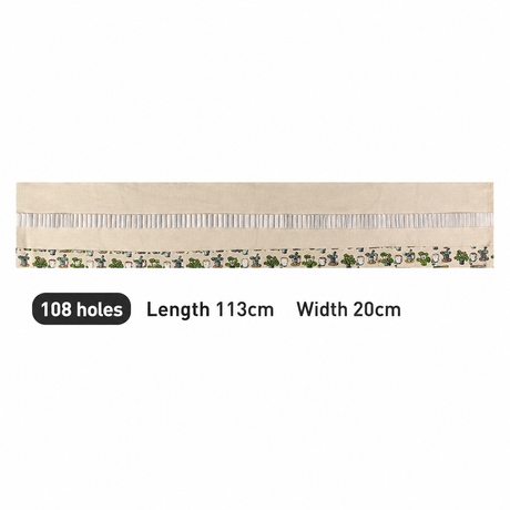 108-Slot Print Canvas Pencil Roll (Five-pointed star)- Large Capacity Roll-Up Pencil Case with Individual Holders and Tie Closure for Coloured Pencils, Drawing and Sketching