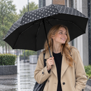 Black Polka Dot Manual Folding Umbrella - 112 cm Canopy with Black Coating, Reinforced 8-Rib Frame and Compact 26 cm Design for Sun, Rain, Travel and Daily Commute