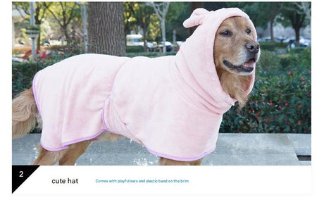 Blue Hooded Dog Bathrobe - Super Absorbent, Adjustable Fit, Cozy Pet Towel (Size : XL)