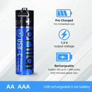 2 PCS AA USB Rechargeable LI-ION Battery