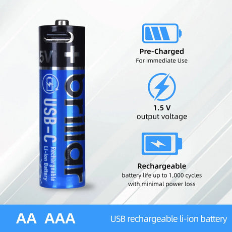 2 PCS AA USB Rechargeable LI-ION Battery