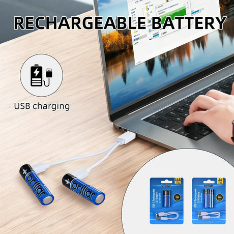 4 PCS AA USB Rechargeable LI-ION Battery