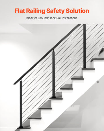 VEVOR Cable Railing Post, 36x2x2 Inch Stair Railing Post, with Pre-Drilled 30° Angled Holes, Stainless Steel Cable Rail Post with Horizontal and Curved Bracket, 1-Pack, Black, 1JZLGZXHS914YIVIS001V0