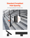 VEVOR Cable Railing Post, 36x2x2 Inch Stair Railing Post, with Pre-Drilled 30° Angled Holes, Stainless Steel Cable Rail Post with Horizontal and Curved Bracket, 1-Pack, Black, 1JZLGZXHS914YIVIS001V0