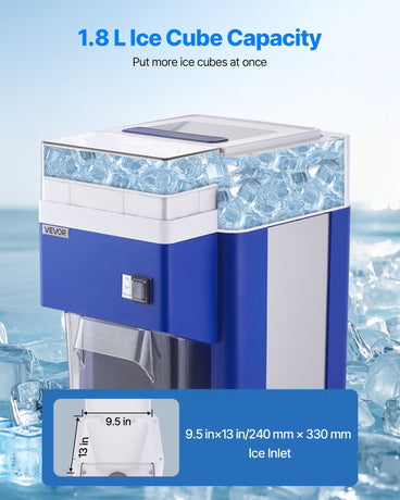 VEVOR Commercial Ice Shaver Machine, 1.91QT /1.8L Large Electric Snow Cone Machine, Fine & Fluffy with 300W Motor, Stainless Steel Blades, Shaved Ice Maker for Dessert Shop Home Party Restaurant, Blue