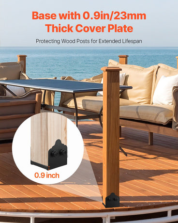VEVOR 6x6 Post Base 2 Pcs, Inner Size 5.9x5.55 inch / 150x141 mm Post Brackets, Heavy Duty Carbon Steel Decking Posts, Wood Posts Brackets for Pavilion Deck Railing Support Deck Base Plate, Black