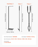 Fireplace Tool Set, 3 PCS Fire Tool Set and Holder with Stand, Tongs, Fire Place Poker, Wrought Iron Fireplace Accessories for Campfire Backyard Bonfire Indoor/Outdoor, Black