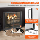 Fireplace Screen 1 Panel with Door, Sturdy Iron Mesh Fireplace Screen, 990(L) x780(H)MM Spark Guard Cover, Simple Installation, Free Standing Fire Fence Grate for Living Room Home Decor Modern