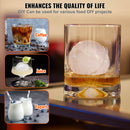 VEVOR Ice Ball Press Kit, Aircraft Al Alloy Ice Press with Ice Block Mold, Large Mat, Tong, Drip Tray, One Glass, Round Ice Ball Maker 2.4"/60 mm Ice Sphere, for Whiskey, Cocktail on Party & Holiday