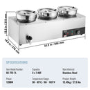 VEVOR Electric Soup Warmer, Three 7.4QT Stainless Steel Round Pot, 1200W Commercial Food Warmer, 30 - 85℃ Adjustable Temp, Bain Marie with Anti-Dry Burn and Reset Button, for Restaurant, Buffet