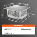 VEVOR Chimney Cap 17” x 17” 304Stainless Steel Fireplace Flue Caps Cover Mesh