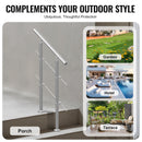 VEVOR Handrails for Outdoor Steps, 31.5in Length 2 Crossbars Stair Hand Rail Kit, Transitional Stainless Steel Railings w/ Installation Kit, Double-column Staircase Handrails for Seniors,Porch & Deck