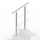 VEVOR Handrails for Outdoor Steps, 31.5in Length 2 Crossbars Stair Hand Rail Kit, Transitional Stainless Steel Railings w/ Installation Kit, Double-column Staircase Handrails for Seniors,Porch & Deck