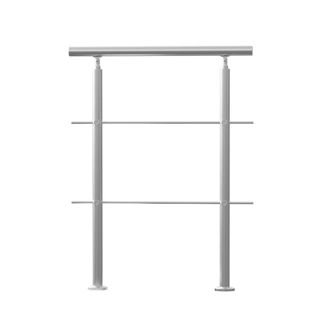 VEVOR Handrails for Outdoor Steps, 31.5in Length 2 Crossbars Stair Hand Rail Kit, Transitional Stainless Steel Railings w/ Installation Kit, Double-column Staircase Handrails for Seniors,Porch & Deck