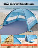 Beach Tent Sun Shelter for 6 Person, UPF 50+ Protection, Portable Sun Shade Canopy with Carrying Bag & Sand Pockets, Lightweight and Easy Setup Beach Umbrella for Camping Fishing Outdoor Picnic