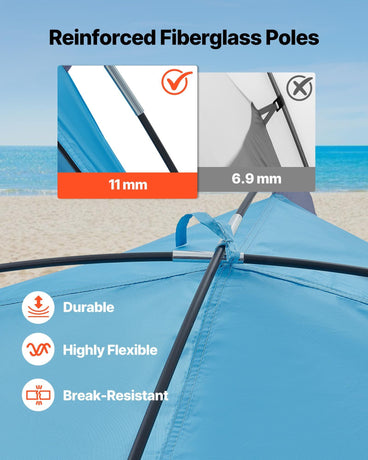 Beach Tent Sun Shelter for 6 Person, UPF 50+ Protection, Portable Sun Shade Canopy with Carrying Bag & Sand Pockets, Lightweight and Easy Setup Beach Umbrella for Camping Fishing Outdoor Picnic