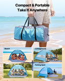 Beach Tent Sun Shelter for 6 Person, UPF 50+ Protection, Portable Sun Shade Canopy with Carrying Bag & Sand Pockets, Lightweight and Easy Setup Beach Umbrella for Camping Fishing Outdoor Picnic