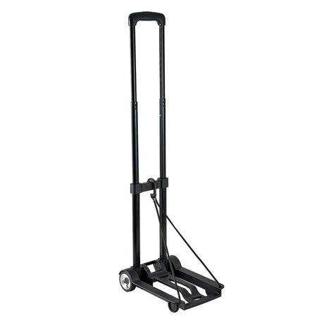 Folding Hand Truck, 49.9 kg Load Capacity, Collapsible Luggage Cart with 2 Wheels & 1 Elastic Rope, Utility Dolly Platform Cart for Airport Travel Furniture Luggage Office Moving, Black