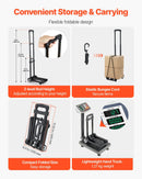 Folding Hand Truck, 49.9 kg Load Capacity, Collapsible Luggage Cart with 2 Wheels & 1 Elastic Rope, Utility Dolly Platform Cart for Airport Travel Furniture Luggage Office Moving, Black